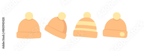 Cozy winter beanies in a row with minimalist design for seasonal style
