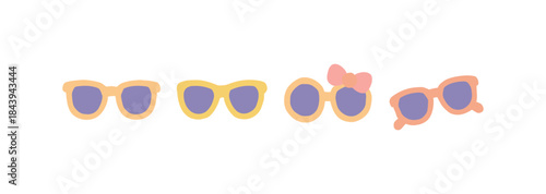 Trendy sunglasses collection in pastel colors with playful bow accent