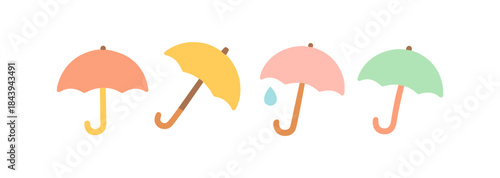 Colorful umbrellas collection in minimalist flat design