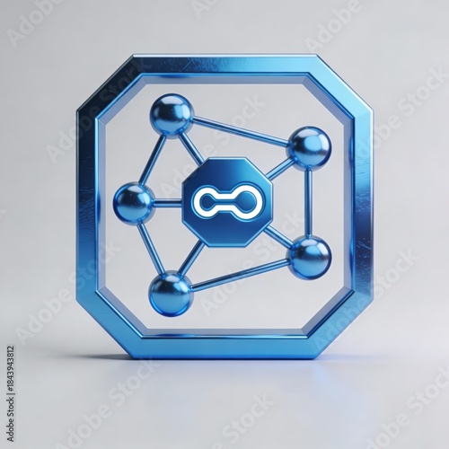 Glossy Blue Icon Representing Technology and Connectivity in a Modern Digital Environment