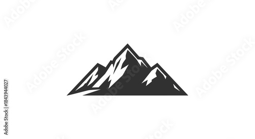 Monochrome mountain peaks illustration symbol of adventure and nature