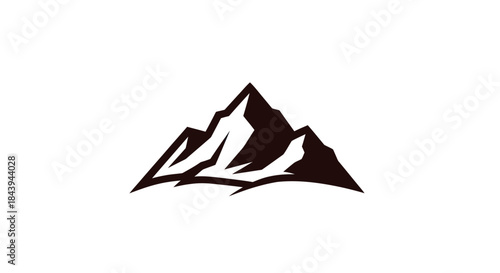 Monochrome mountain peaks logo design for outdoor adventure and exploration