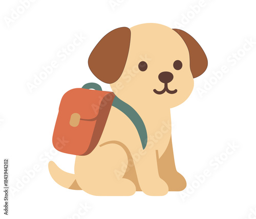 Adorable cartoon dog with backpack: travel companion concept art