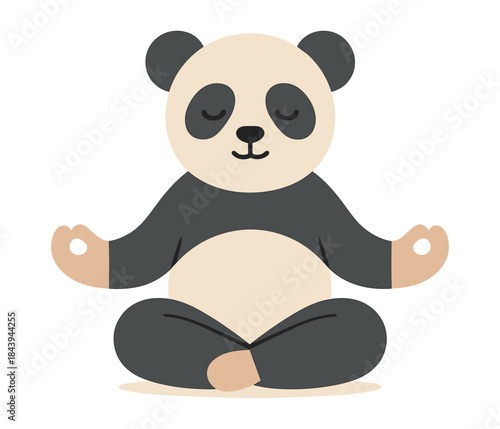 Tranquil panda practicing yoga in a meditative pose