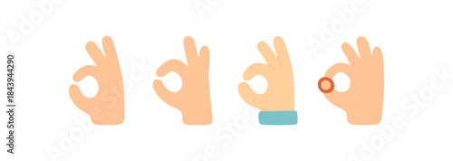 Hand gesture set featuring ok sign in flat design style