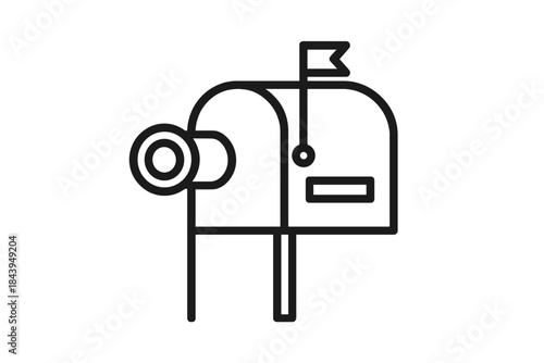 Pneumatic Mailbox Icon. Line style icon of a mailbox with a small pneumatic tube opening, representing pneumatic citizen mail,