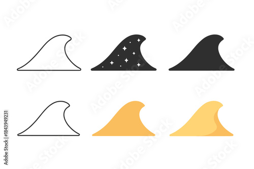 Sparkling Magnetite Dune. Curved dune with sparkling dark magnetite particles, abstract natural minimalist design, first in line