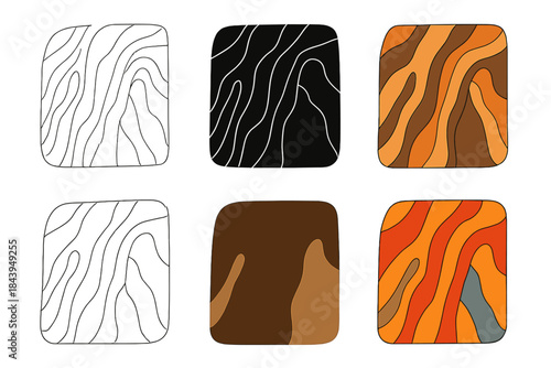 Abstract Cave Art. Iron pigment streaked cave walls forming natural abstract patterns, minimal vector design, first in line style