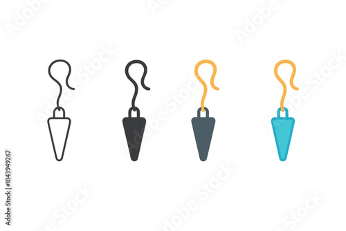 Depth Measurement Icons. Simple rope and weight sounding line for depth measurement, minimal vector icon, first in line style with