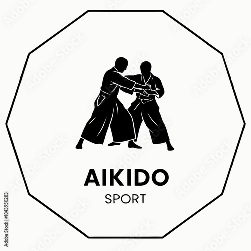 Aikido Sport Emblem: This emblem symbolizes the principles of Aikido, featuring two figures engaged in a dynamic martial arts technique.