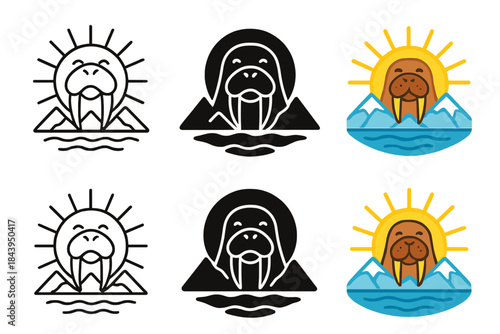 Walrus Tusk Sun. Walrus Tusk Sun, harmonious arctic motif blending power, reflection, and light-filled serenity, first in line