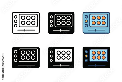 Microscopic Cellular Display. Digital microscope display showing cell image grid, minimal interface, first in line style with thin