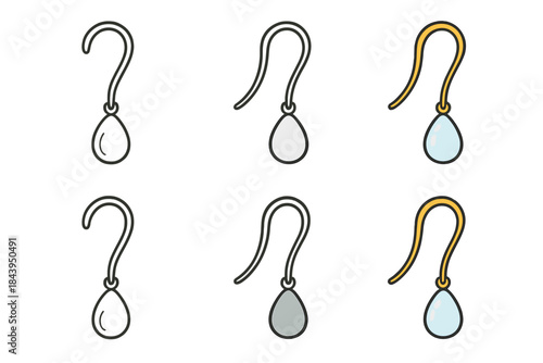 Pearl Earring Styles. Elegant earring with single pearl drop hanging from curved hook, smooth refined outline, first in line style