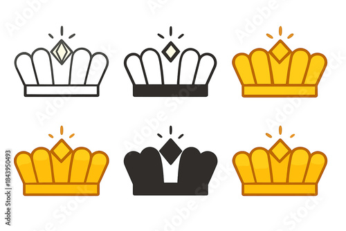 Regal Crown Designs. Crown with five arches and one radiant jewel on front, smooth royal proportions, first in line style with