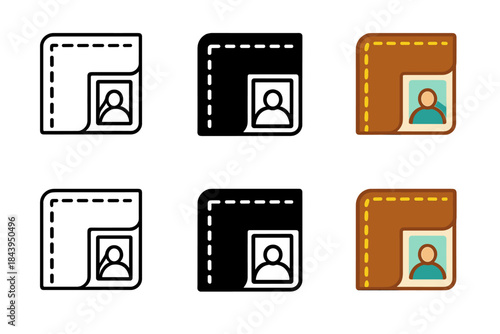 Stylish Leather Wallet Design. Wallet corner with stitched leather texture and small inserted photo frame, modern minimal design,