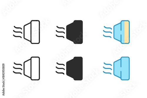 Air Intake Styles. Air Intake Flow first in line style with thin outline, second in solid style filled shape, third in flat style