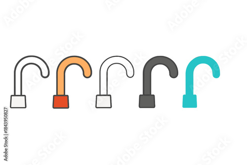 Diverse Canopy Handles. Canopy Curve Handle first in line style with thin outline, second in solid style filled shape, third in