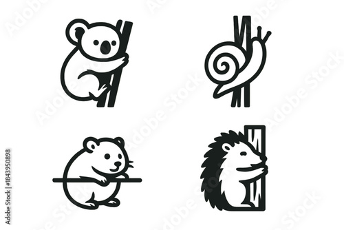 Natural Embrace Icons. Icons for: a furry climber embracing woody support, a soft-bodied rover gripping natural structure, a