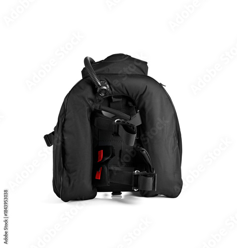 Back side of scuba diving equipment bouyancy control device shortly known as BCD of BC