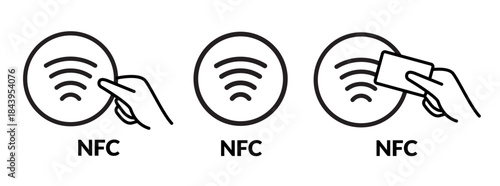 NFC card payment contactless icon. Mobile logo rfid symbol wireless smartphone nfc pay