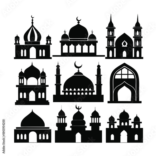 Mosque silhouette no background 