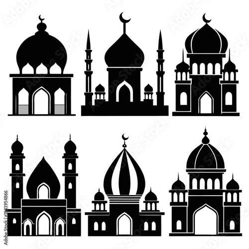 Mosque silhouette no background 