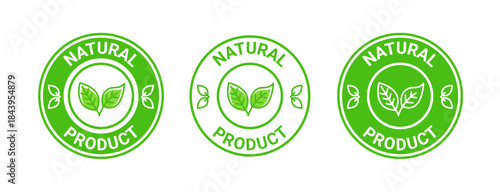 Natural product label organic design badge. Eco-friendly emblem fresh stamp nature mark seal