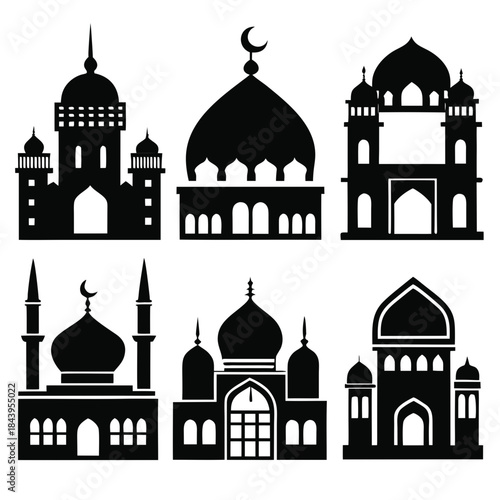 Mosque silhouette no background 