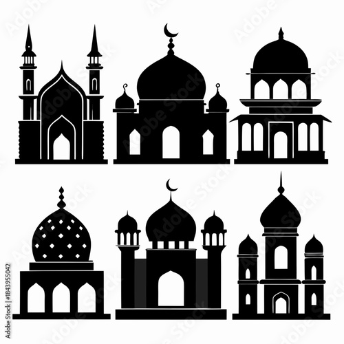 Mosque silhouette no background 