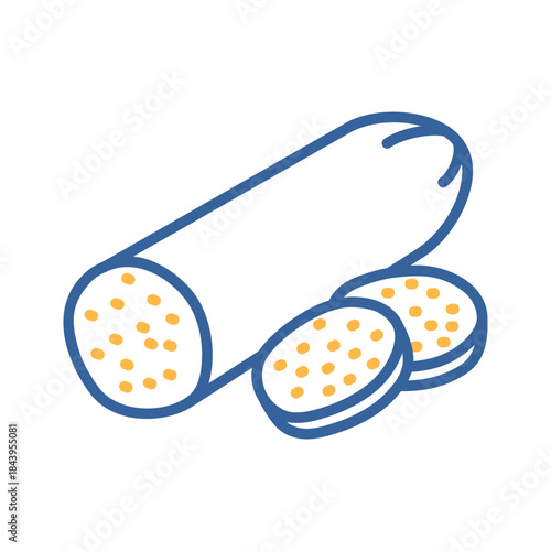 Sliced Pepperoni Sausage Minimalistic Flat Icon