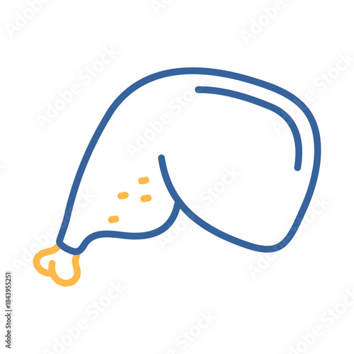 Roasted Chicken Leg Minimal Flat Illustration