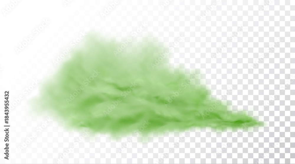 Fototapeta premium Green smoke vector cloud effect. Green gas toxic abstract explosion chemical smoke.