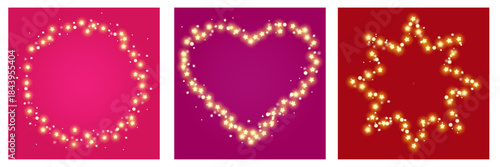 A golden glittering round frame with twinkling lights, stars, sparkles, and fairy dust [Converted].ai