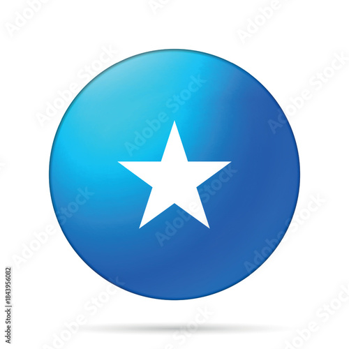 Glass light ball with flag of Somalia. Round sphere, template icon. Somali national symbol. Glossy realistic ball, 3D abstract vector illustration highlighted on a white background. Big bubble.