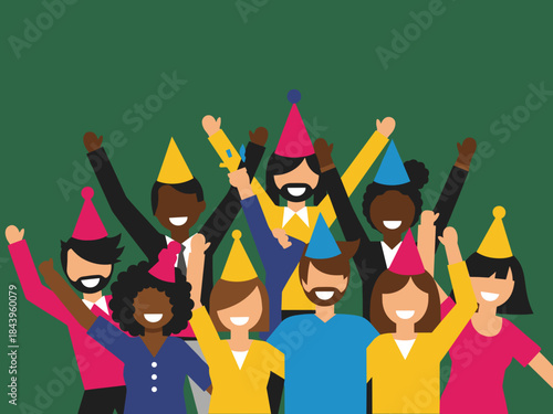 Festive carnival partygoers celebrating together for Brazilian festival promotion and social event design