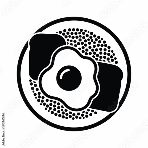 Classic Fried Egg and Toast on Plate Icon Vector Illustration