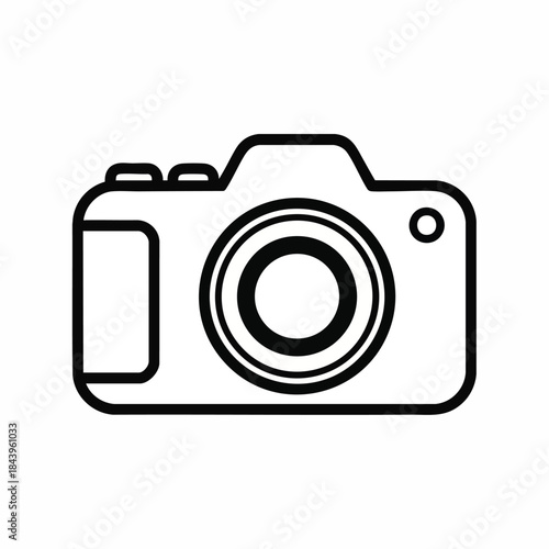 Digital Camera Icon - Simple Line Art Illustration