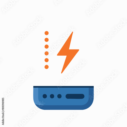 Portable Power Bank Charging Icon with Lightning Bolt and Dots