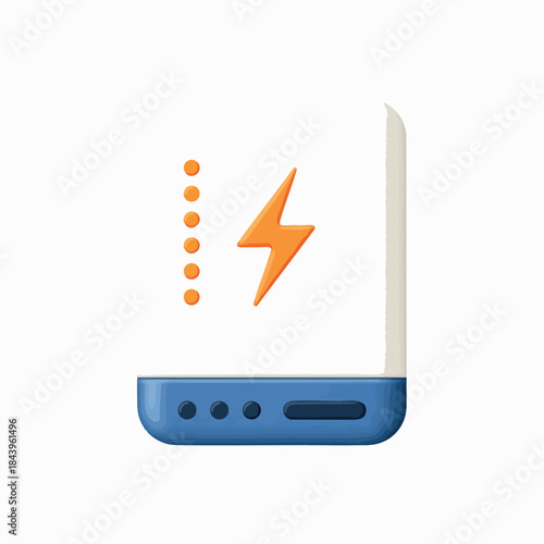Portable Power Bank Icon with Lightning Bolt and Battery Indicator