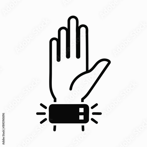Stop gesture icon with wristband