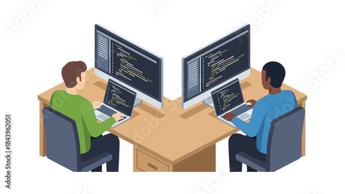 Collaborative software development in modern office workspace