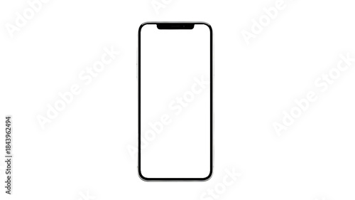 Minimalist front frame of a contemporary smartphone with a notch and blank screen.