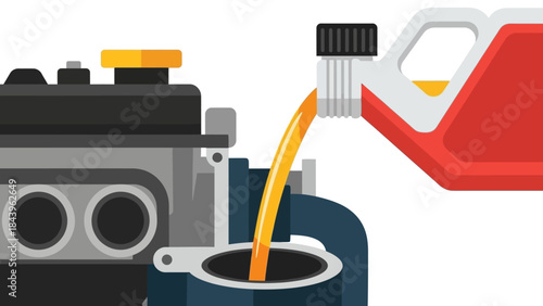 Flat design engine maintenance with oil pouring illustration
