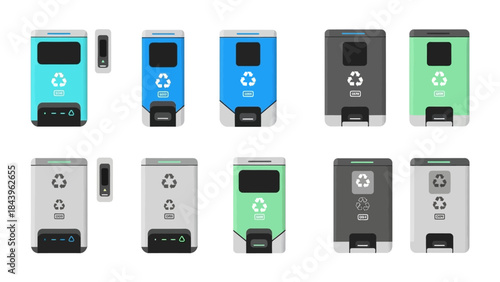 Modern recycling bins: isometric design for sustainability and eco living