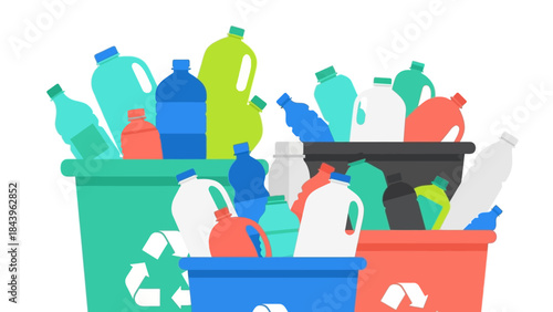 Colorful plastic bottle recycling bins for eco-friendly waste management