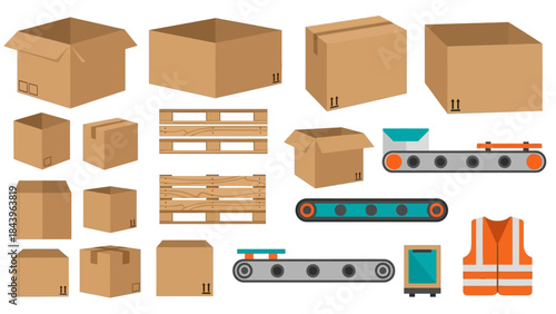 Cardboard boxes and conveyor systems in modern shipping logistics