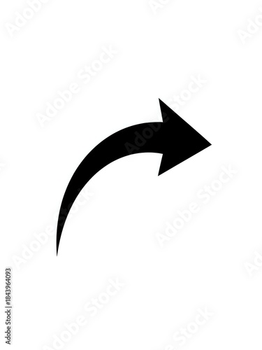 Free Download Black curved arrow pointing right on white background isolated for graphic design and presentation use. - GFXLoad