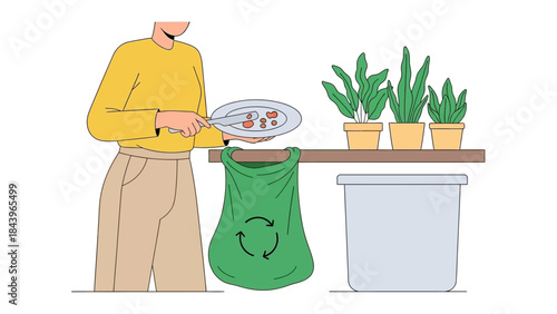 Eco-friendly kitchen practices: composting food waste in a modern home setting