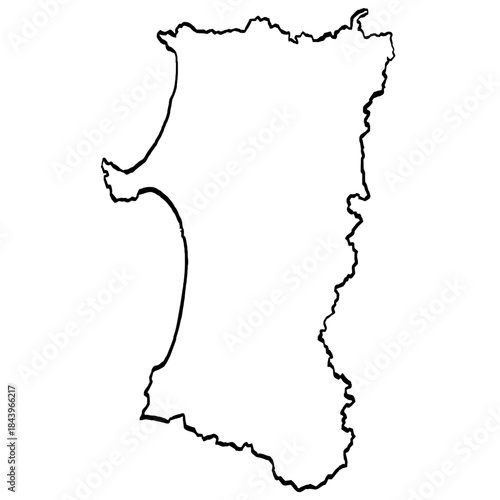 秋田県地図 筆タッチ 和風 東北 東日本 / A brushstroke map of Akita prefecture