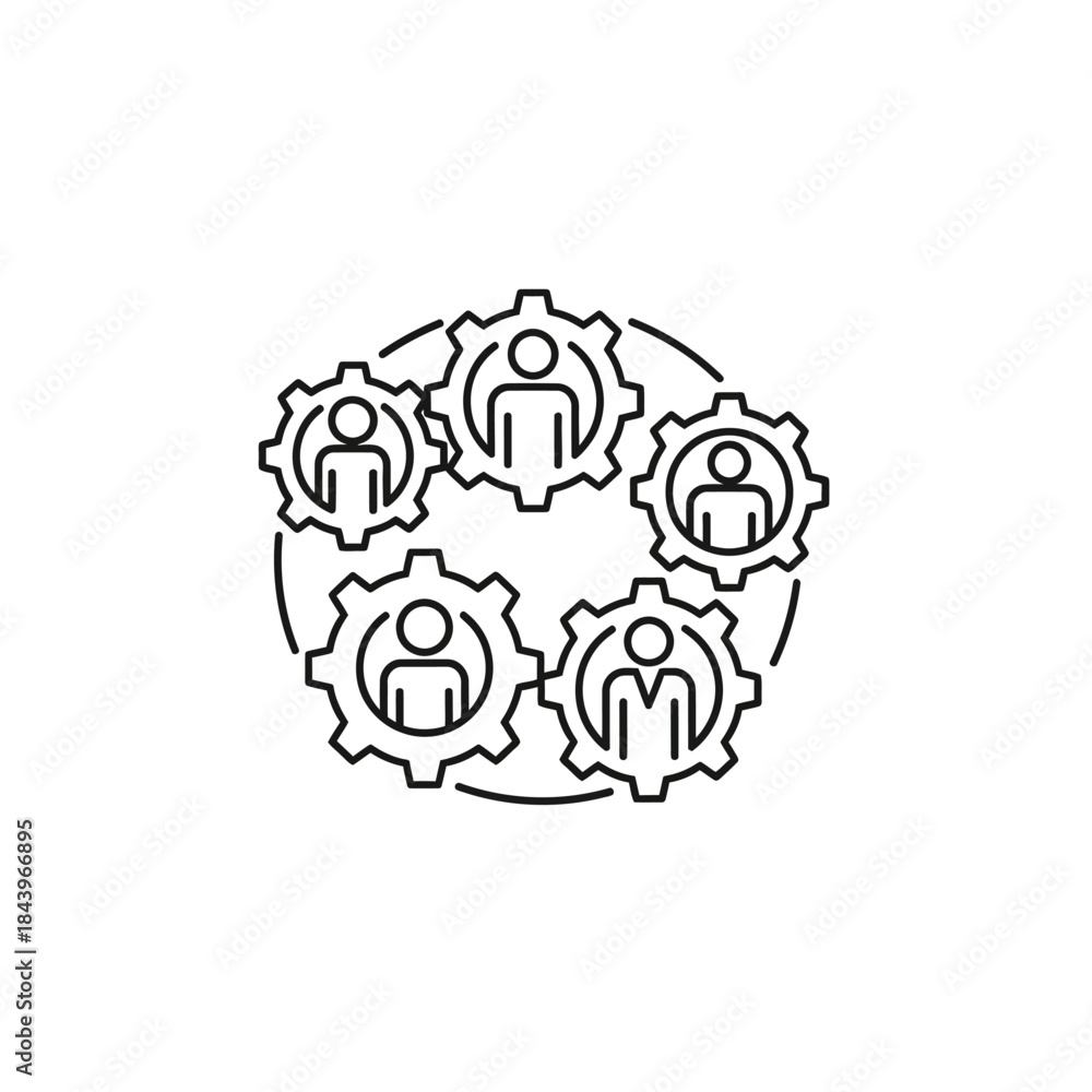 Obraz premium Teamwork Cogwheels Team Collaboration Icon.